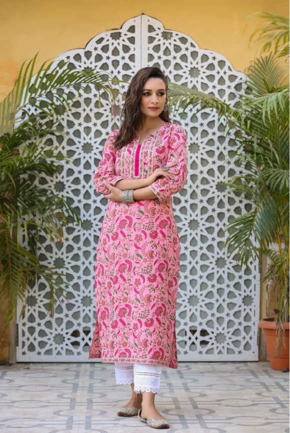 Floral Print Cotton Kurti